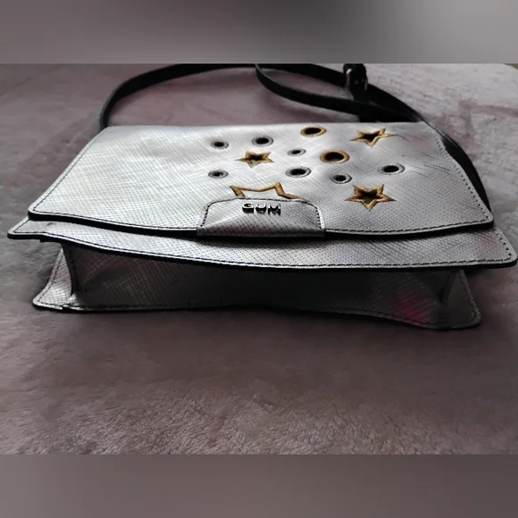 GUM Gianni Chiarini Design - Metallic Silver Shoulder//Clutch Bag - Star Detail - Picture 3 of 9